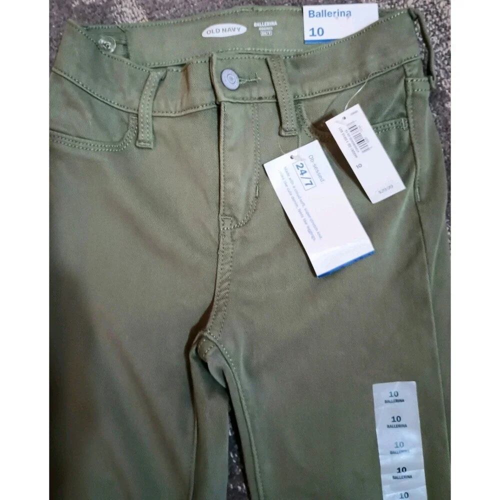 OLD NAVY Ballerina Girls Green JEGGING PANTS Size 10 Adjustable Waist (P0045B6)